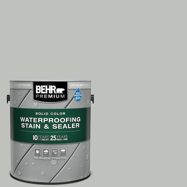 BEHR PREMIUM 1 gal. #SC-365 Cape Cod Gray Solid Color Waterproofing Exterior Wood Stain and Sealer