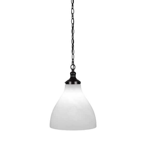 Unbranded Alton 60-Watt 1-Light Matte Black Shaded Mini Pendant Light with Glass Shade