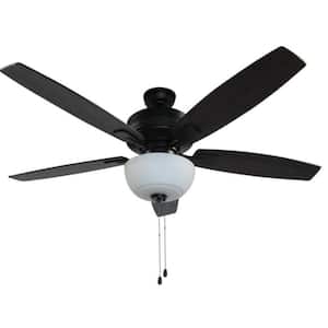Fusion 52 in. Indoor Matte Black Ceiling Fan with LED Light Kit