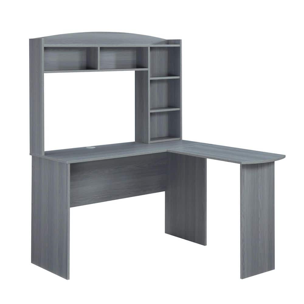 48 in. L-Shaped Gray Computer Desk with Hutch