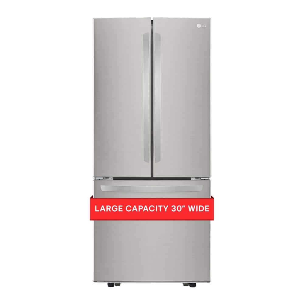 LG 30 in. W 22 cu. ft. French Door Refrigerator with Ice Maker in Stainless Steel, Silver