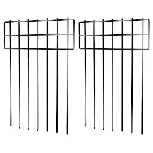 Oumilen 17 in. H x 13 in. W Metal Garden Fence, T-Shaped Garden Fence Square Lattice Model 25-Piece Set