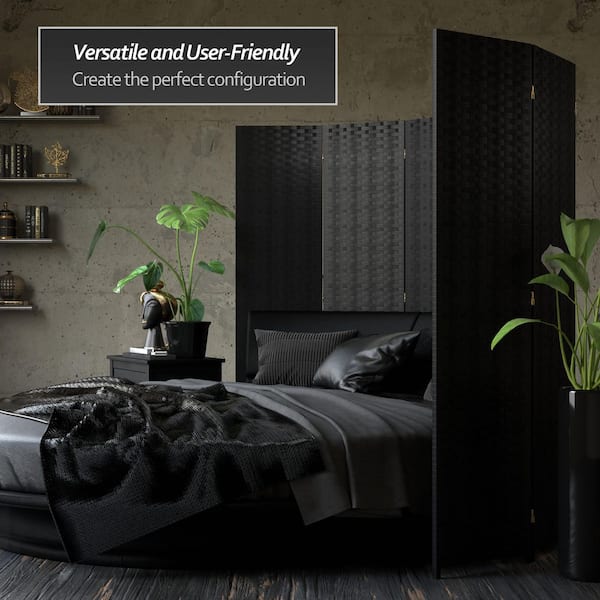 6 ft. Black 4-Panel Room Divider