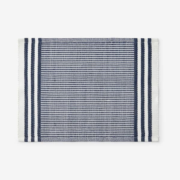 The Company Store Indoor Outdoor 14 in. x 20 in. Navy Place Mat (Set of 4)