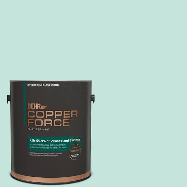 COPPER FORCE 1 gal. #MQ3-19 Misty Isle Semi-Gloss Enamel Interior Virucidal & Antibacterial Paint & Primer