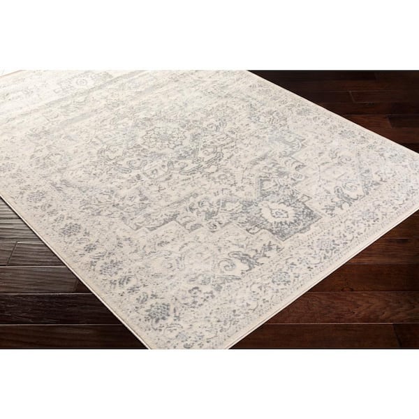 Monaco Silver Gray Medallion 3 ft. x 7 ft. Indoor Runner Area Rug