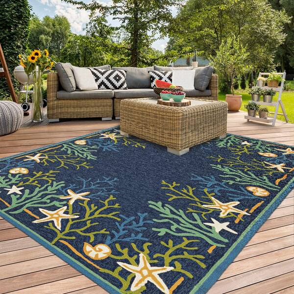 Covington Sea Water Ocean-Aqua 6 ft. x 8 ft. Indoor/Outdoor Area Rug