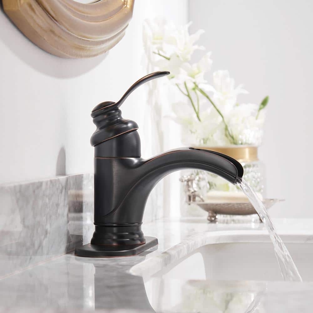 Oil Rubbed Bronze Single Handle Waterfall Bathroom Faucet