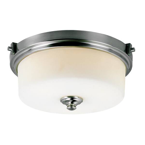 Bel Air Lighting Richmond 16.5 in. 3-Light Brushed Nickel Flush Mount Kitchen Ceiling Light Fixture with Frosted Glass