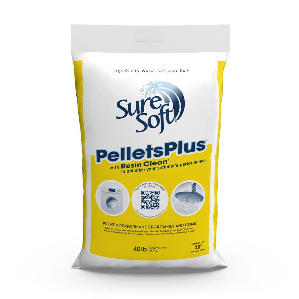 SURE SOFT 40 lb. Premium Salt Pellets Plus Water Softener with Resin ...