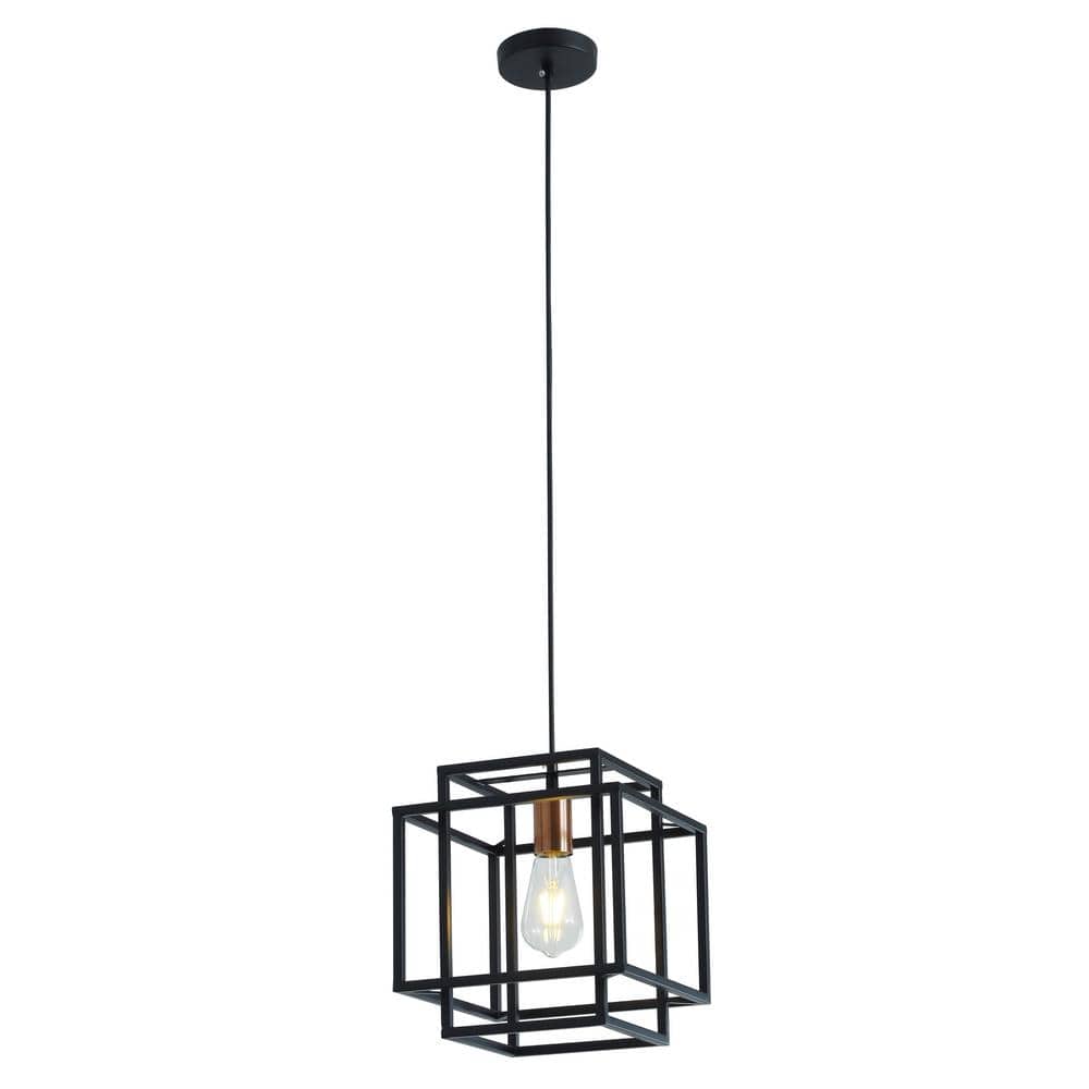 aiwen 1-Light Industrial Black Square Pendant Light Farmhouse Island Retro  Vintage Hanging Lighting with Metal Shade NW-PL20034 - The Home Depot