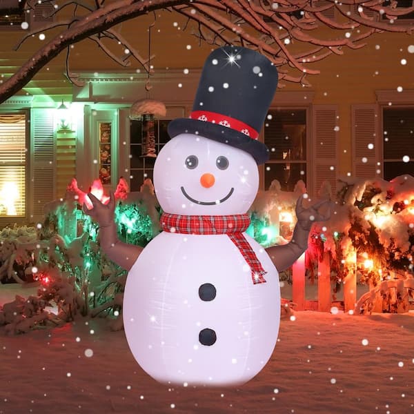 JOYDECOR 8 ft. Pre-Lit Rotating Built-In LED Snowman Christmas Inflatable  with Branch Hands CIDSMHBHD - The Home Depot