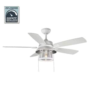 Shanahan 52 in. Indoor/Outdoor LED Matte White Ceiling Fan with Light Kit, Downrod and Reversible Blades