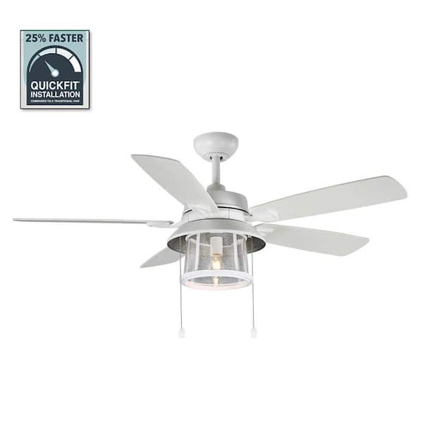 Home Decorators Collection Shanahan 52 in. Indoor/Outdoor LED Matte White Ceiling Fan with Light Kit, Downrod and Reversible Blades