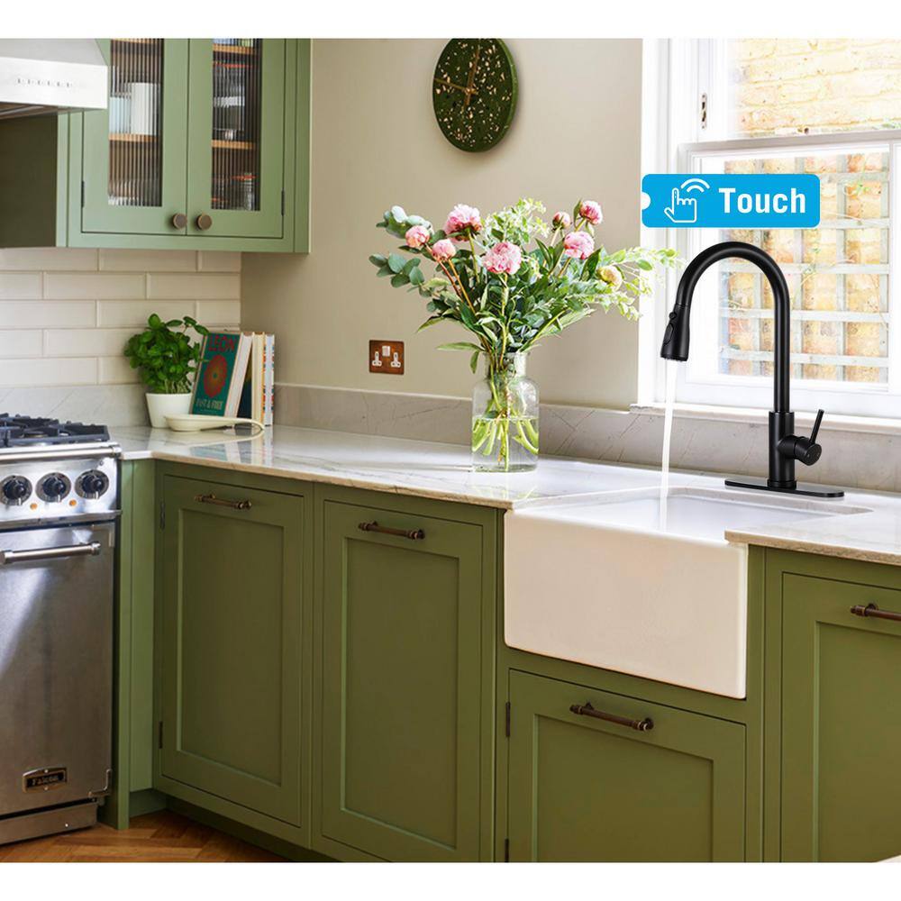 Matte Black Stainless Steel Pull-Down Kitchen Faucet