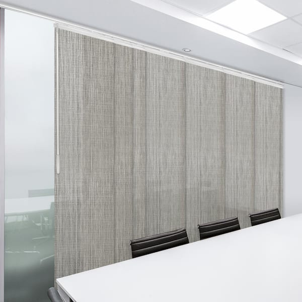 EMOH Stone 110 in. - 153 in. W x 94 in. L Adjustable 7-Panel in White Single Rail Panel Track with 23.5 in. Slates