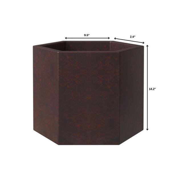 Leisuremod Thicket 15 in. Wide Brown Fiberstone Hexagon Planter