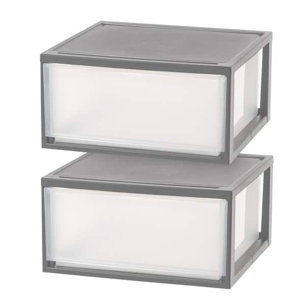 IRIS USA 47 qt. Compact Clear Plastic Stacking Drawers
