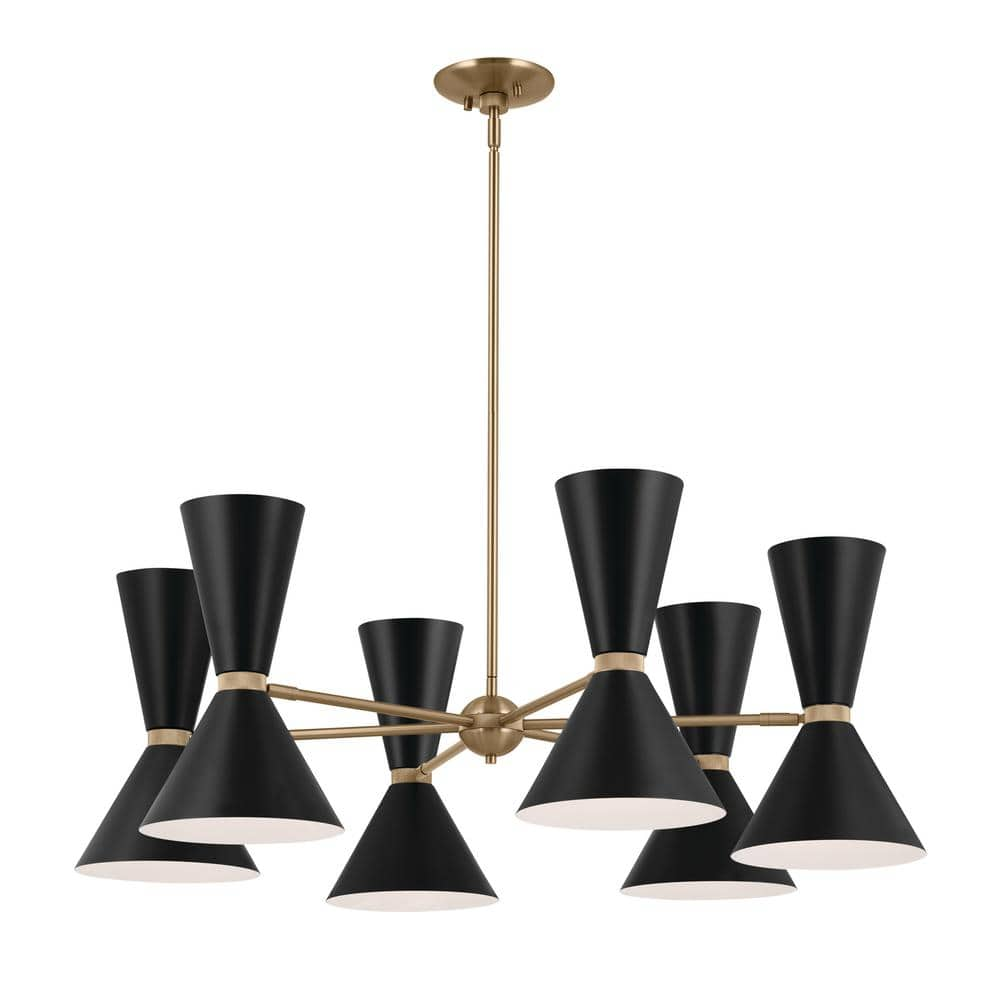 KICHLER Phix 38.75 in. 12-Light Champagne Bronze and Black Mid-Century ...