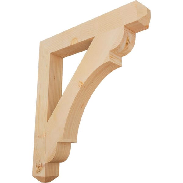 Ekena Millwork 3.5 in. x 32 in. x 28 in. Douglas Fir Olympic Craftsman Smooth Bracket
