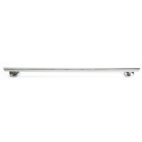 Grabcessories 48 in. x 1.25 in. Straight Decorative ADA Compliant Grab Bar in Brushed Nickel, Angled Ends