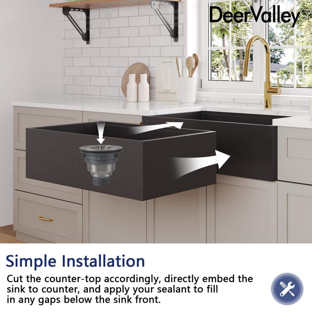 30-Inch Dark Brown Stainless Steel Farmhouse Drop-In Sink