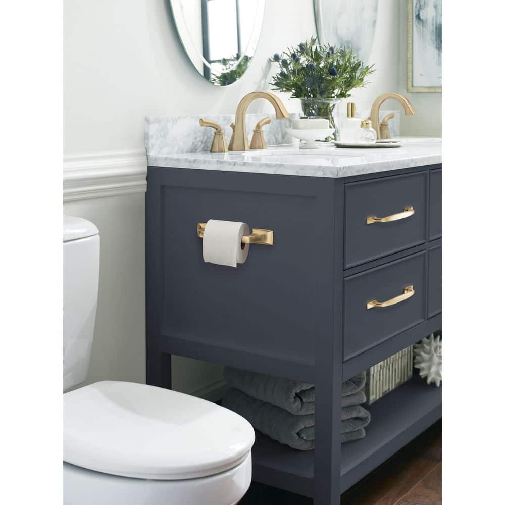 Champagne Bronze Pivoting Double Post Toilet Paper Holder