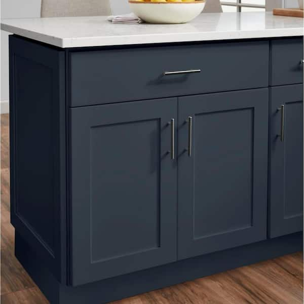 Avondale 30 in. W x 24 in. D x 34.5 in. H Ready to Assemble Plywood Shaker Base Kitchen Cabinet in Ink Blue