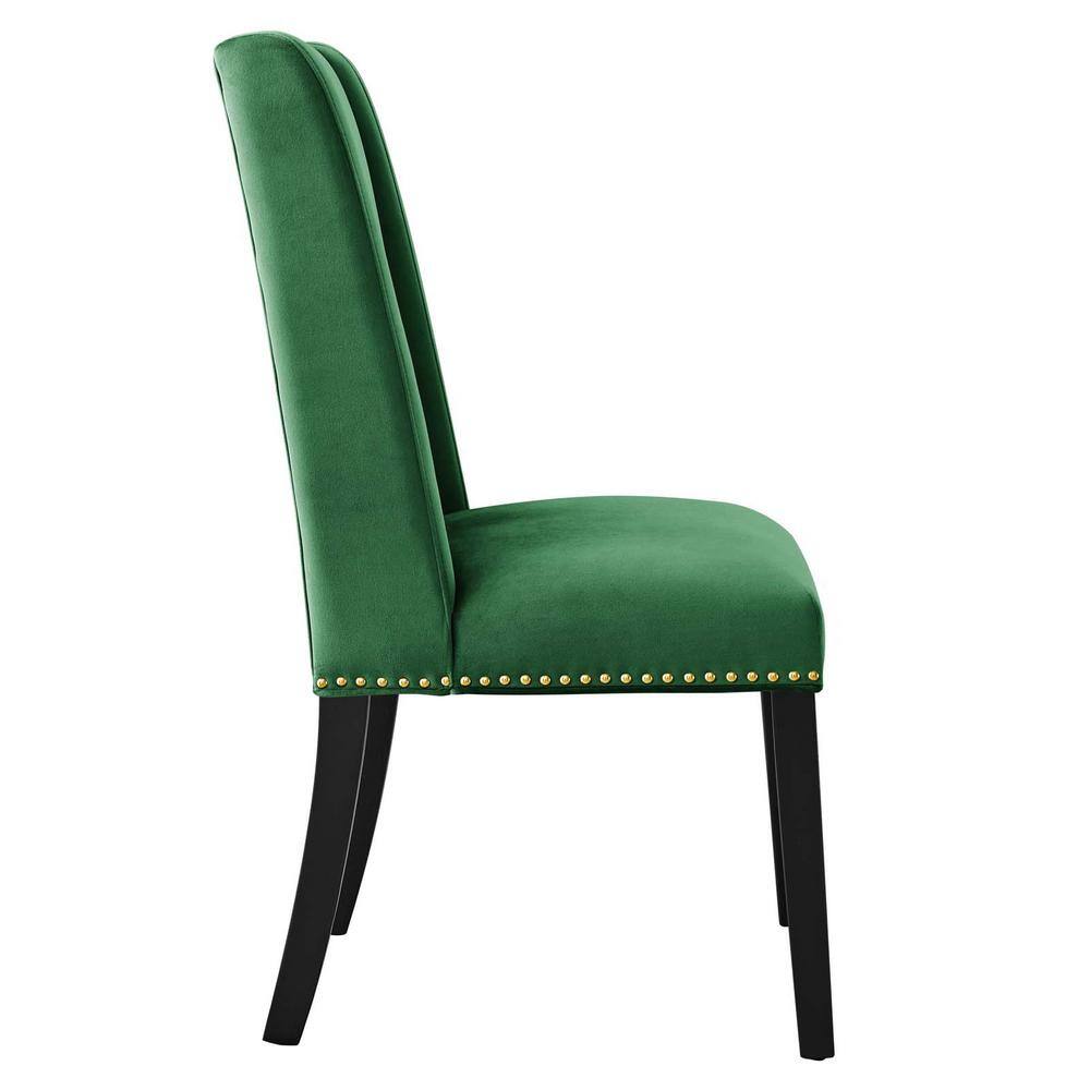 Emerald Velvet Upholstered Side Chair with Polished Nailhead Trim