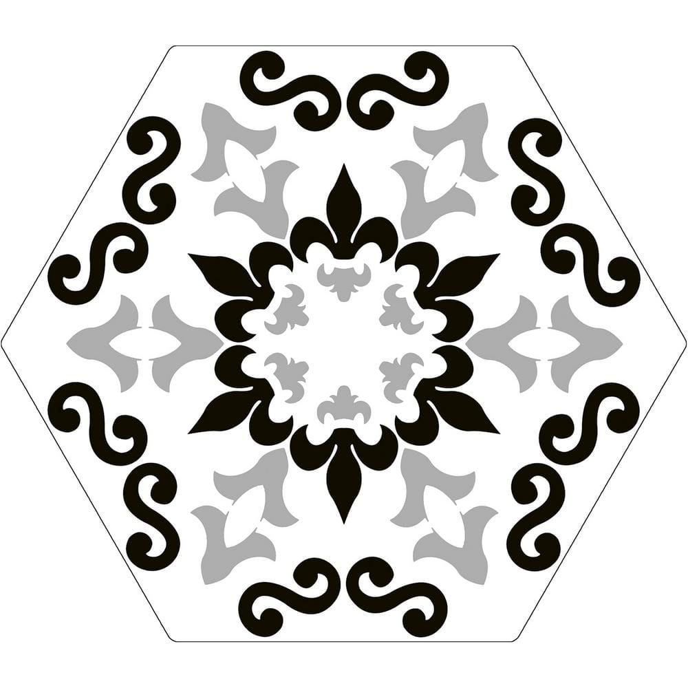 Trafale Dio Grey 8 in. x 9 in. Hexagon Encaustic Matte Porcelain Floor and Wall Tile Sample price history on PriceWatchPro