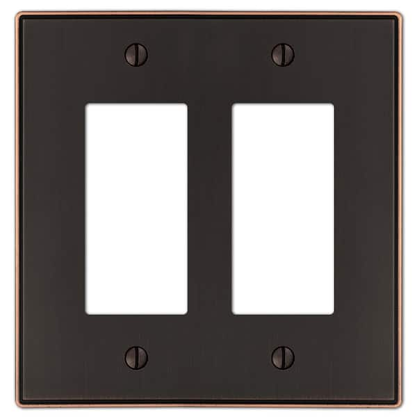 AMERELLE Ansley 2 Gang Rocker Metal Wall Plate - Aged Bronze