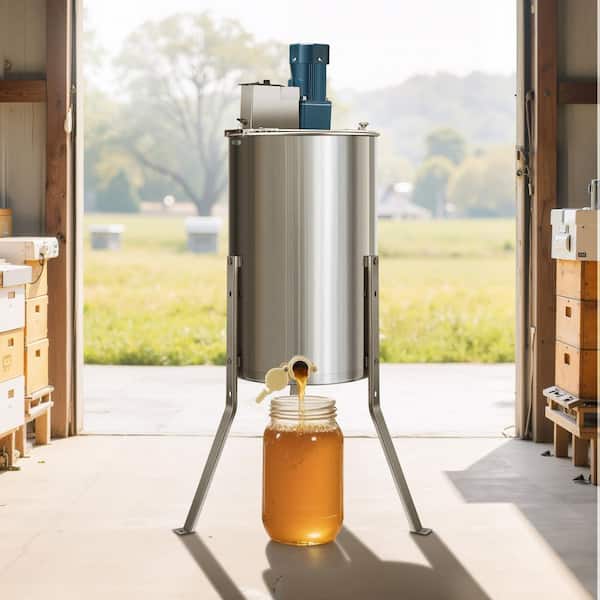 Electric Honey Extractor, 3 Frame Honey Spinner with Transparent Lid, 140W Stainless Steel Honeycomb Drum Spinner