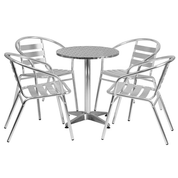 Carnegy Avenue 5-Piece Metal Round Outdoor Bistro Set in Aluminum