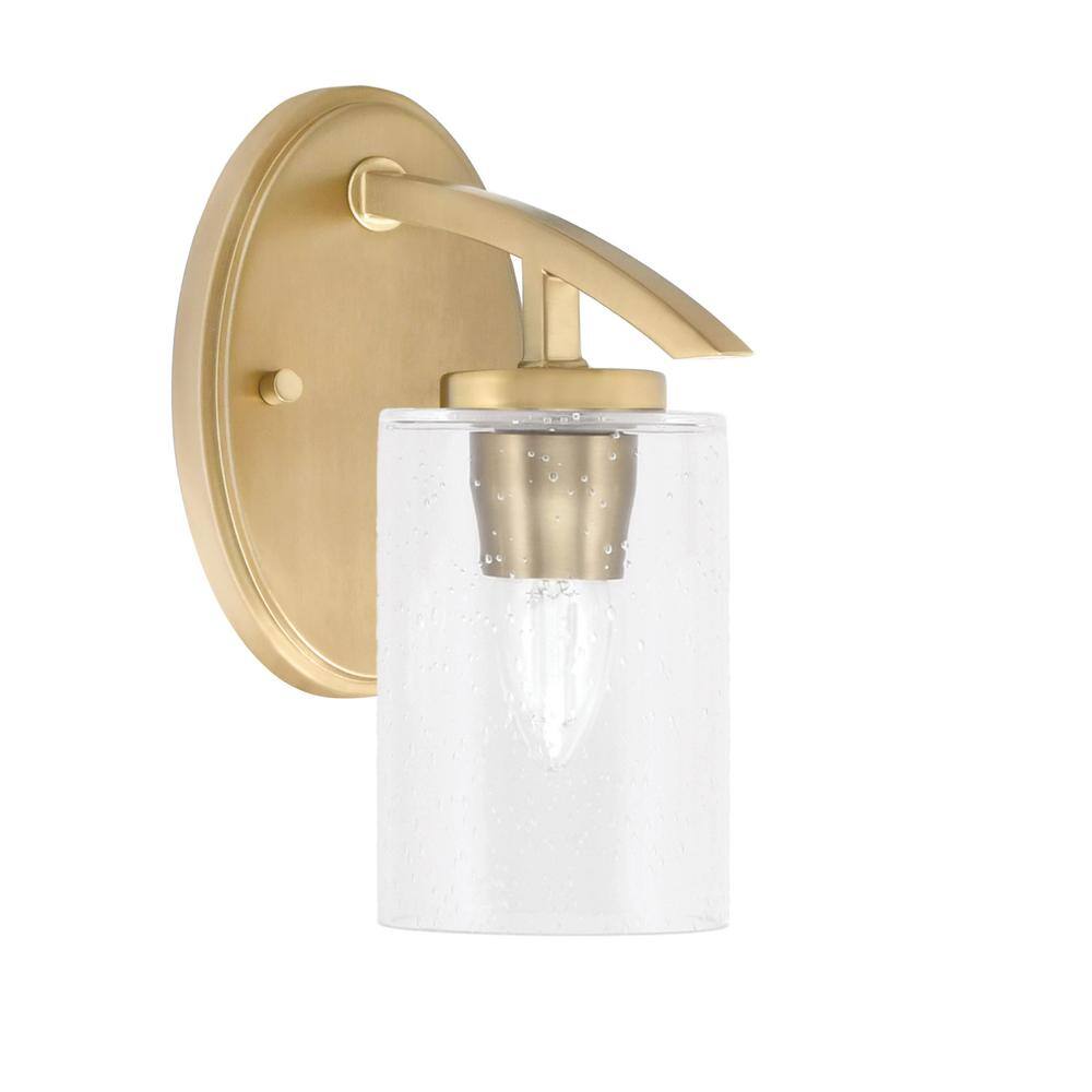 Siena 4 in. New Age Brass Sconce with 4 in. Clear Bubble Glass Shade no bul