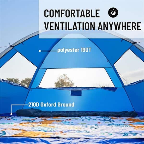 EchoSmile Dark Blue 3-Person Nylon Dome Tent TER-LTT220BWH - The