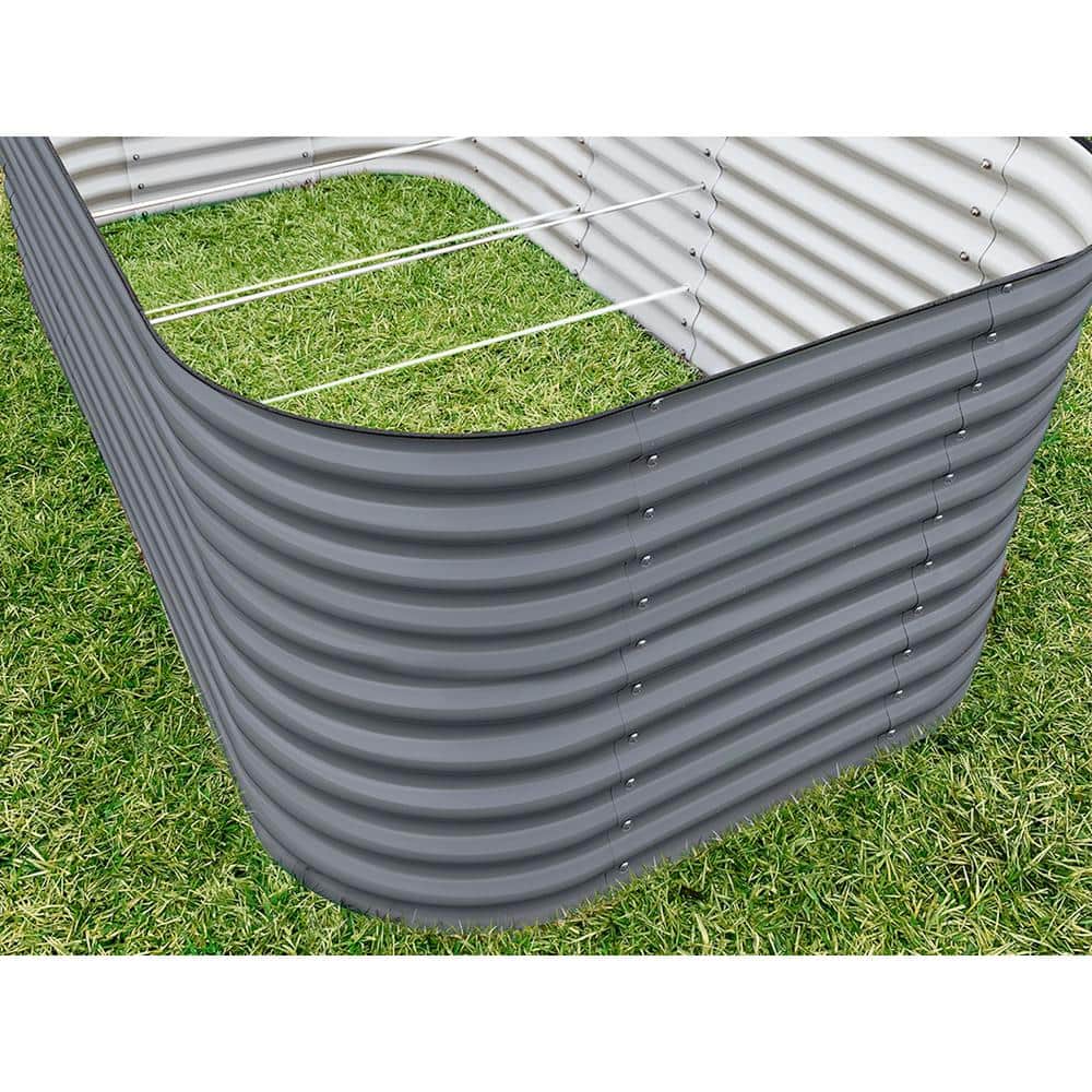 32" Extra Tall Modern Gray Metal Modular Raised Garden Bed