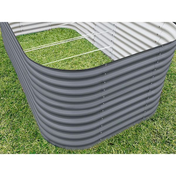 vego garden 32 in. Extra-Tall 10-In-1 Modular Modern Gray Metal Raised Garden Bed Kit