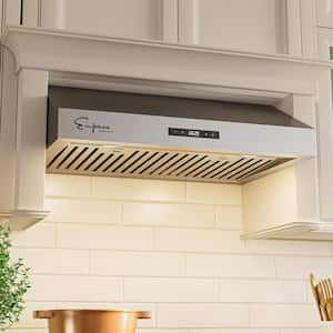 30 in. 400 CFM Ductless Kitchen Under Cabinet Range Hood in Stainless Steel with Duct and LED Lights