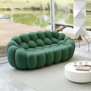 49.2 in. Roche Bubble Armless 78.7 in. 3D Knitted Fabric Curved Sectional Sofa Floor Loveseat for Apartment in Green