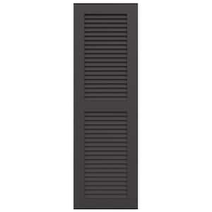 TruFit PVC 15 in. W x 55 in. H Louvered Vinyl Shutters Pair in Shadow Mountain