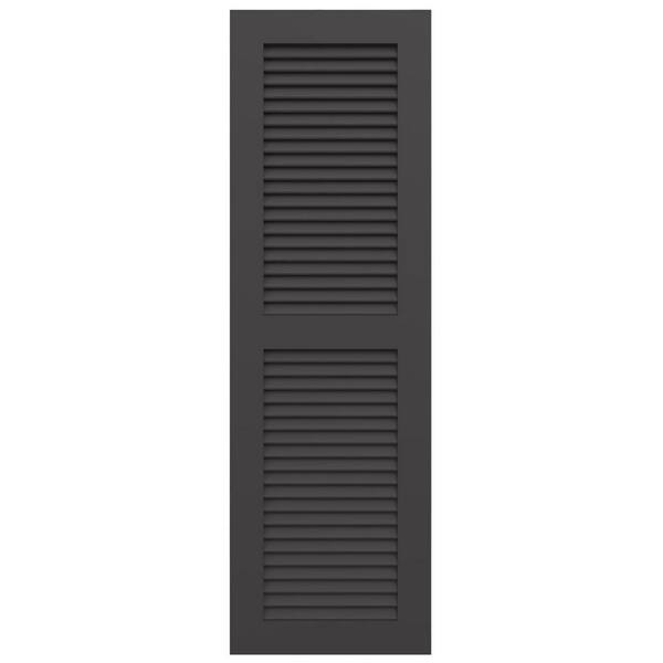 Ekena Millwork TruFit PVC 18 in. W x 67 in. H Louvered Vinyl Shutters Pair in Shadow Mountain