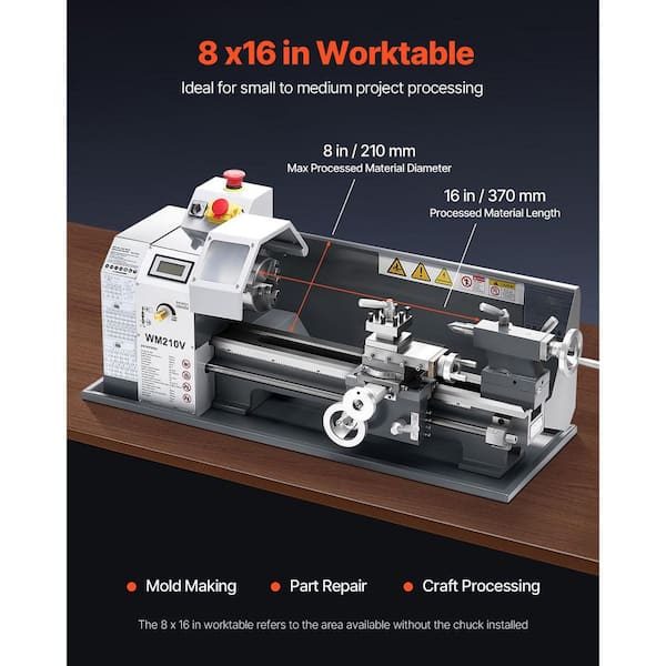 SKYSHALO Metal Lathe 8 x 16 in. 550W Benchtop Lathe Machine 0-2500