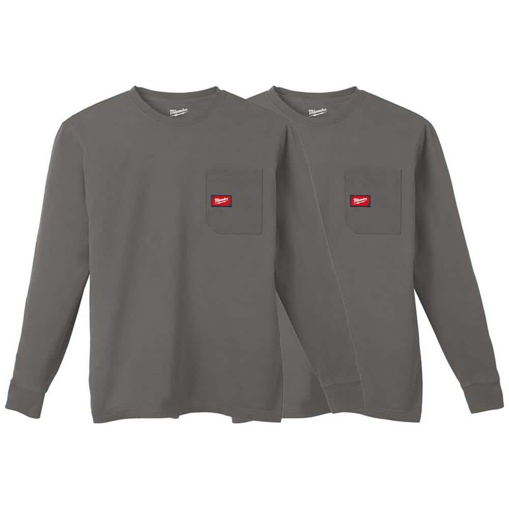 Men's X-Large Black GRIDIRON Cotton/Polyester Long-Sleeve Pocket T-Shirt (2-Pack) price history on PriceWatchPro