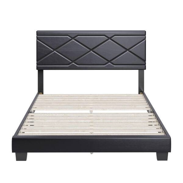 Faux Leather King Platform Bed Frame, Faux Leather Headboard Platform Bed