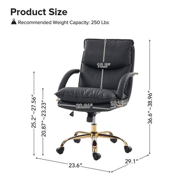 JAYDEN CREATION Leona Black Modern Faux Leather Swivel
