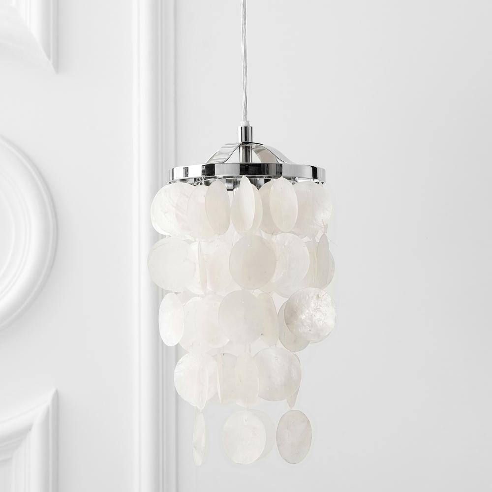 Cayla 7" White Glass LED Drum Pendant Chandelier
