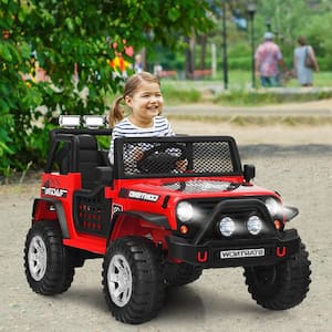 12-Volt Kids Ride-On Truck Remote Control Electric Car with Lights and Music in Red