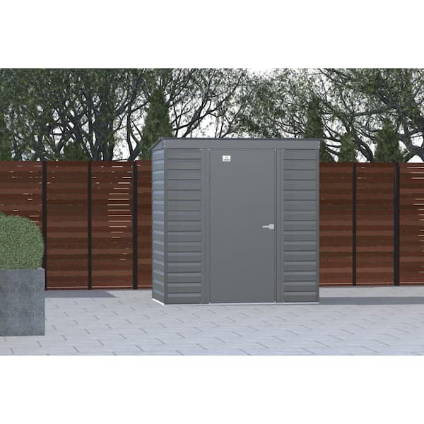 Arrow 6 ft. x 4 ft. Grey Metal Storage Shed With Pent Style Roof 21 Sq. Ft.