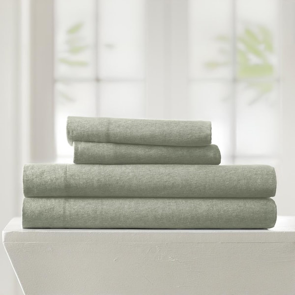 Becky Cameron 4-Piece Light Gray 100% Cotton Ultra Soft Jersey Knit Full Sheet Set