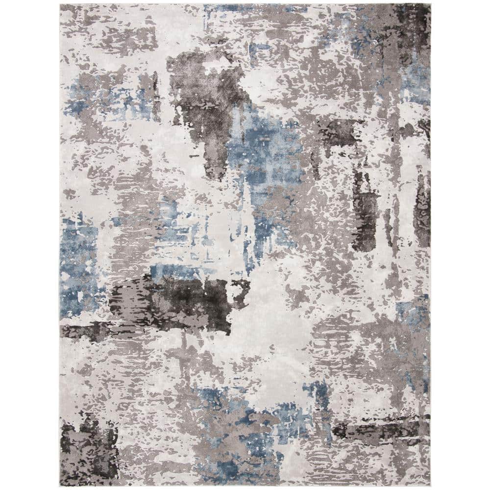 Gray Abstract Reversible 8' x 10' Synthetic Area Rug